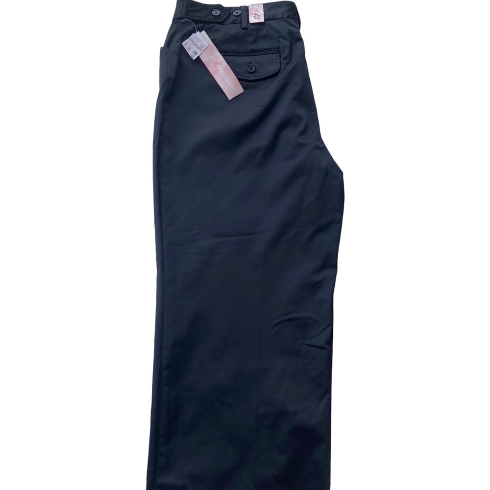 Dress Barn Ladies 12 Black Sateen Dress Capri Cropped Pants Shinney Pockets NWT